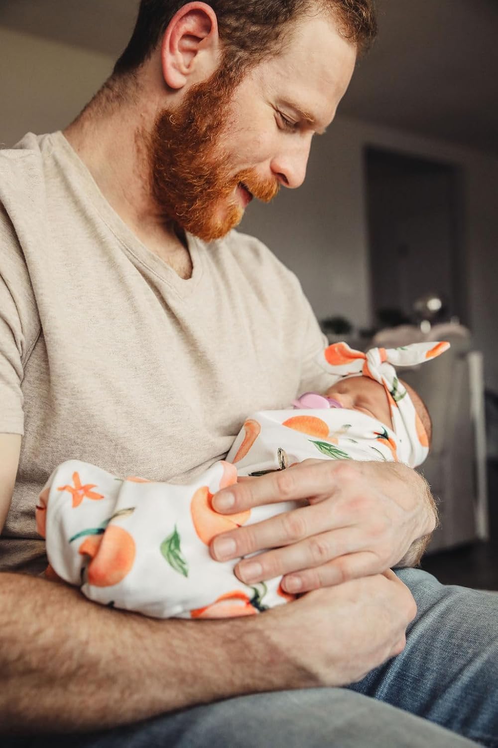 TeoBee Peach Swaddle and Headband Set 0-6 Months