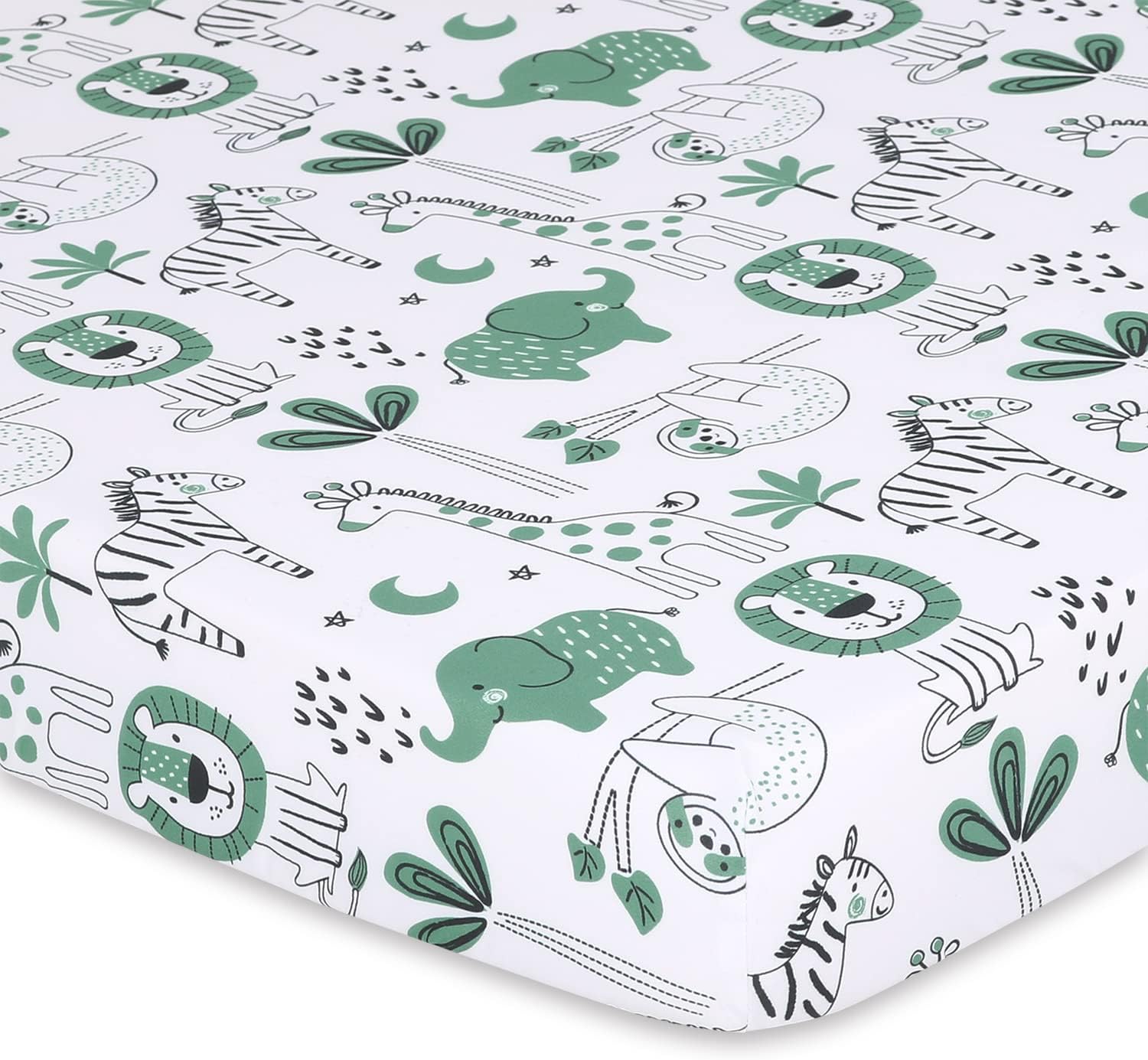 The Peanutshell 3-Pack Green Safari Playard Sheets