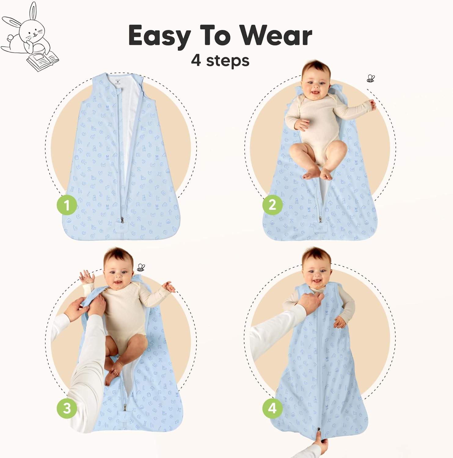 KeaBabies 2-Pack Wearable Sleep Sacks for 3-6 Months