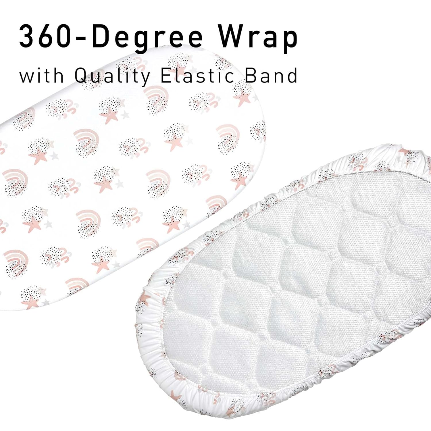 GLLQUEN BABY Bassinet Sheets 4 Pack Rainbow Pattern 1