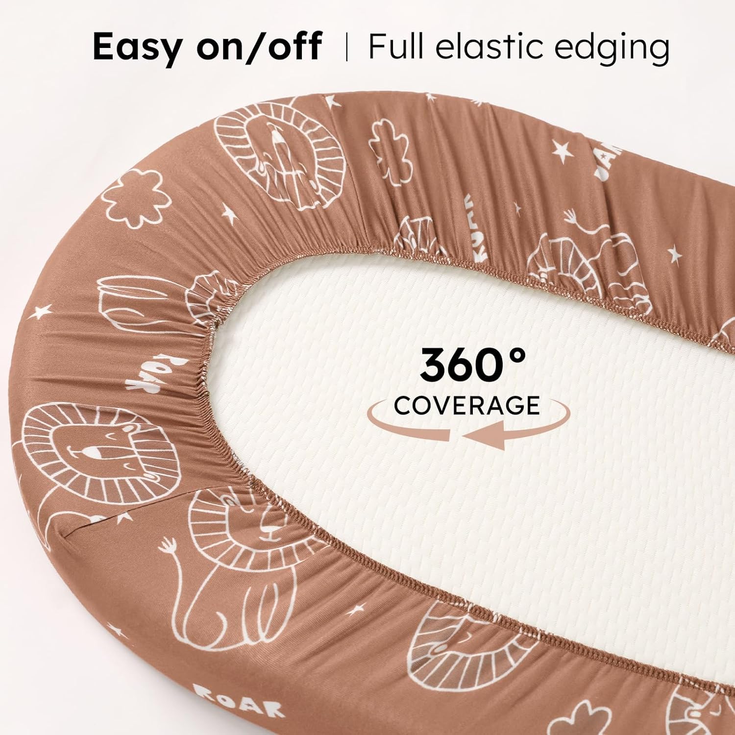 FIEMOL Baby Bassinet Sheets 3 Pack Brown Lion