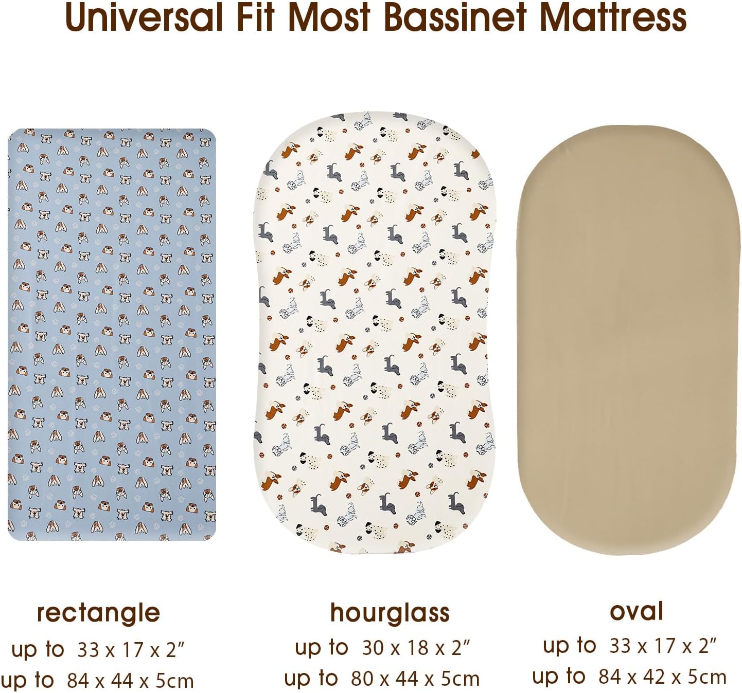 PHF 3 Pack Bassinet Sheets with Pet Dogs Design