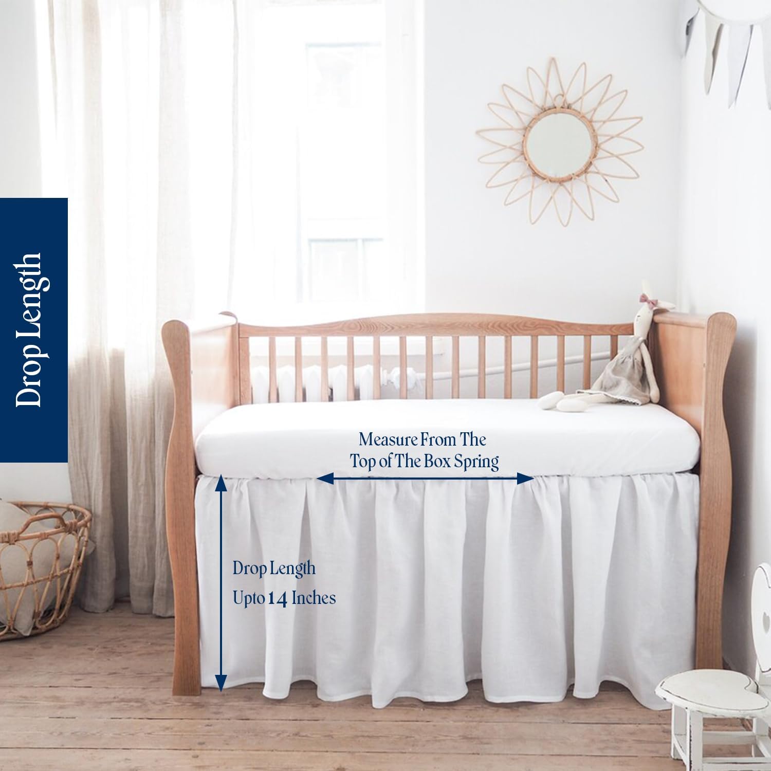 Dees Collection Ruffled Crib Bed Skirt - 24x42 Inch White 14 Drop 1