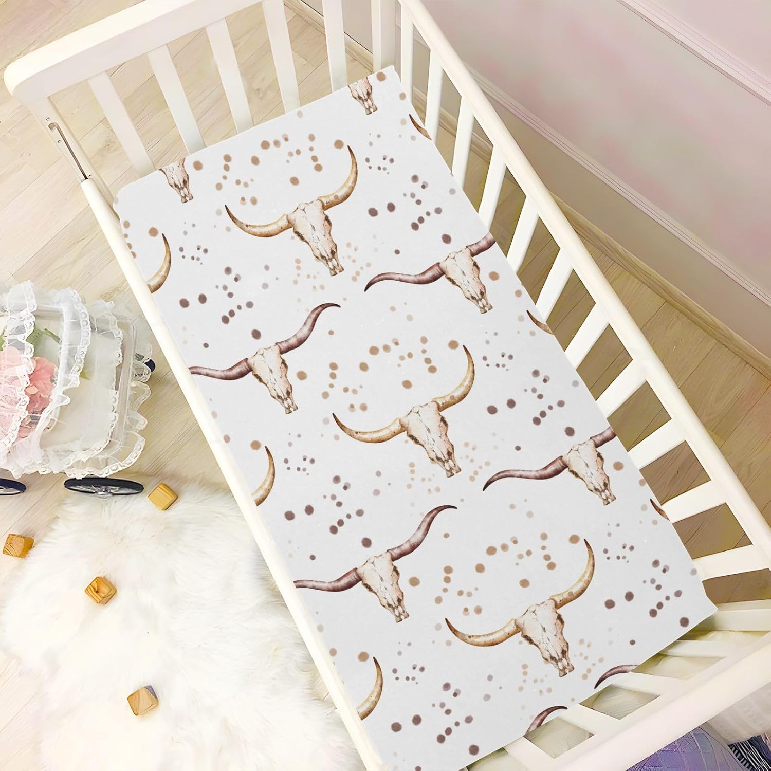 VIGTRO Western Bull Crib Sheets for Boys Girls
