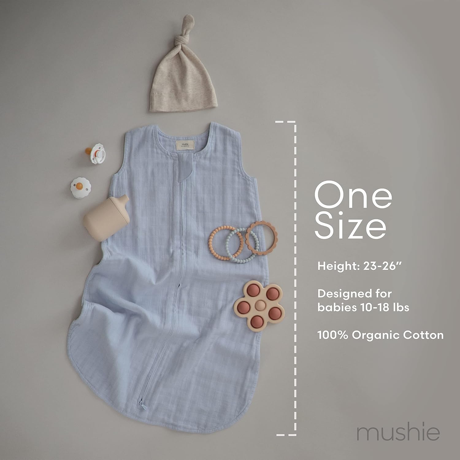 Mushie Organic Cotton Wearable Blanket for Babies Sage