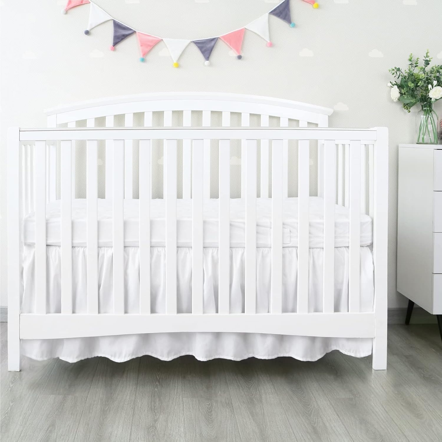 Crib Bed Skirt 28x52 with 14 Drop Pleated Dust Ruffle