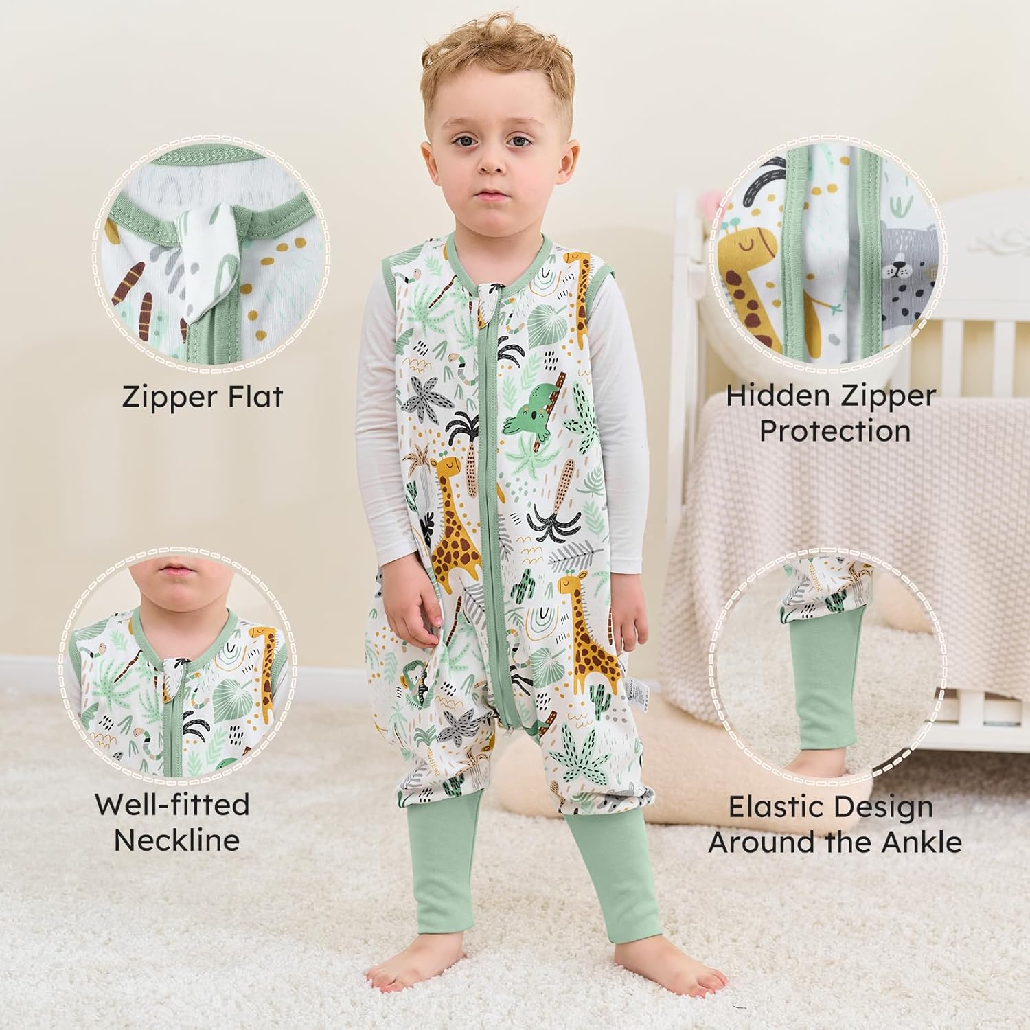 Yoofoss Toddler Sleep Sack with Feet 100 Organic Cotton