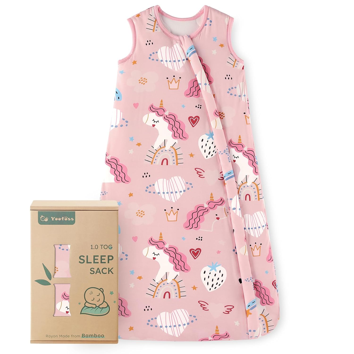 Yoofoss Bamboo Rayon Sleep Sack 0-6 Months 2-Way Zipper