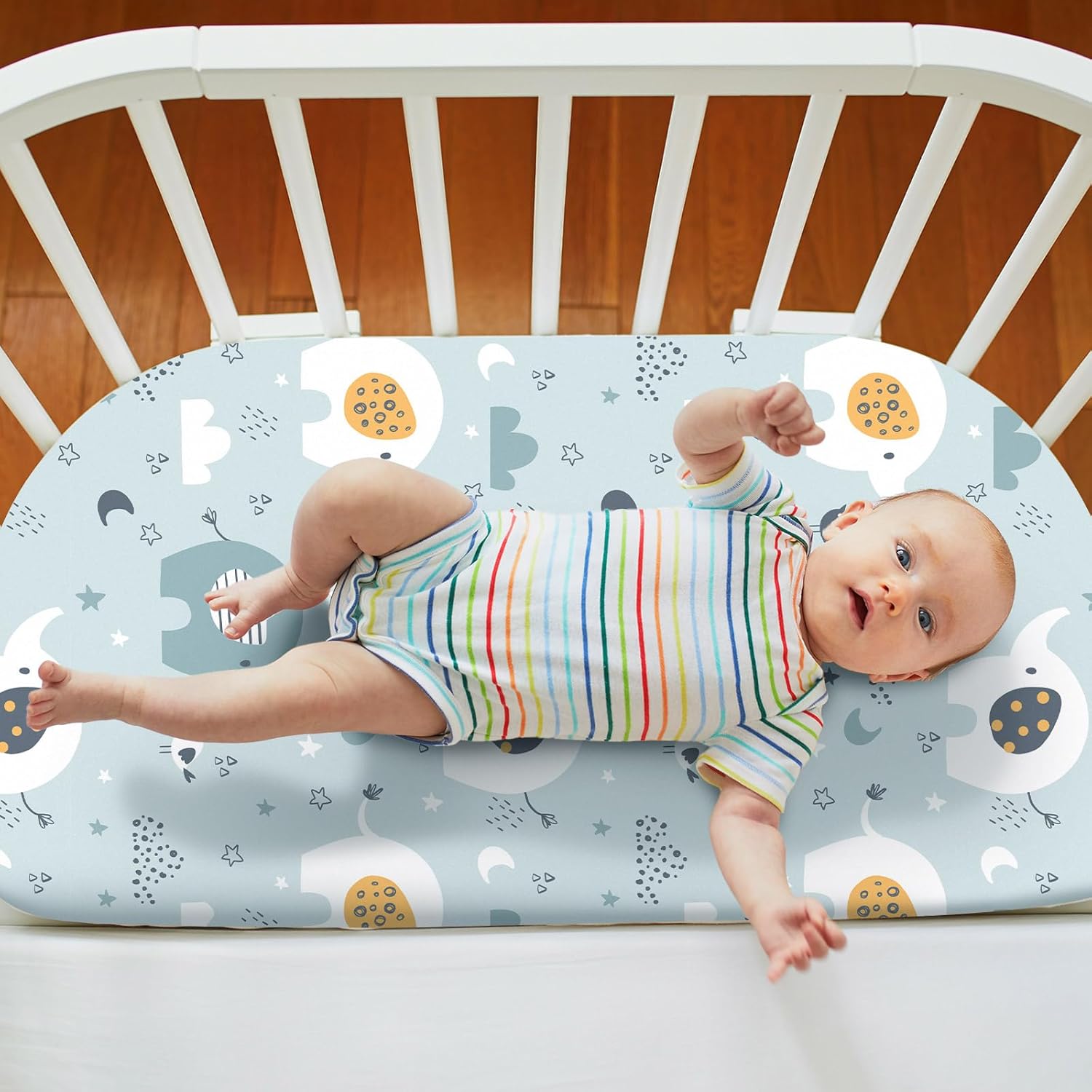 Rtteri 4 Pcs Baby Bassinet Sheets Soft Cotton Animals
