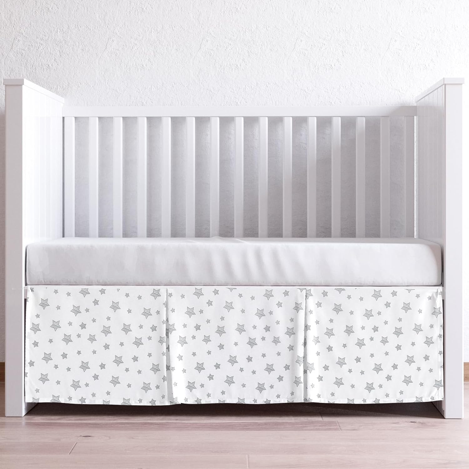 Moonsea Crib Skirt with Grey Star 14 Drop Machine Washable