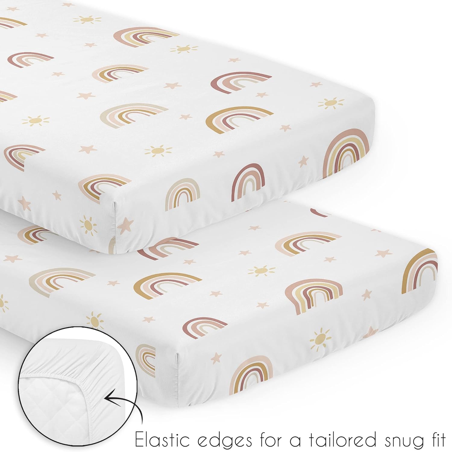 Sweet Jojo Designs Rainbow Baby Mini Crib Bedding Set 3pc