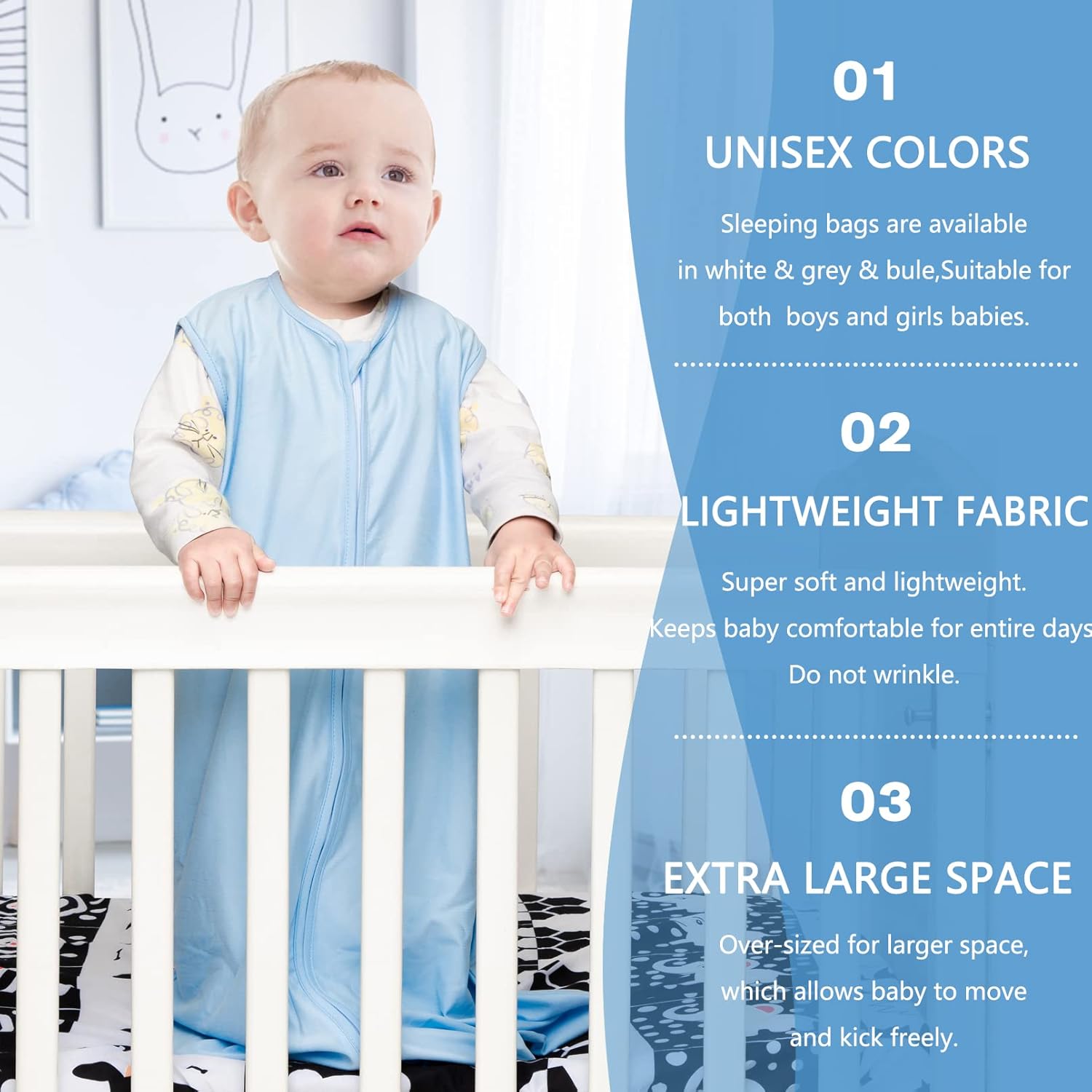 3 Pack Baby Sleep Sack 12-18 Months Rayon Cotton