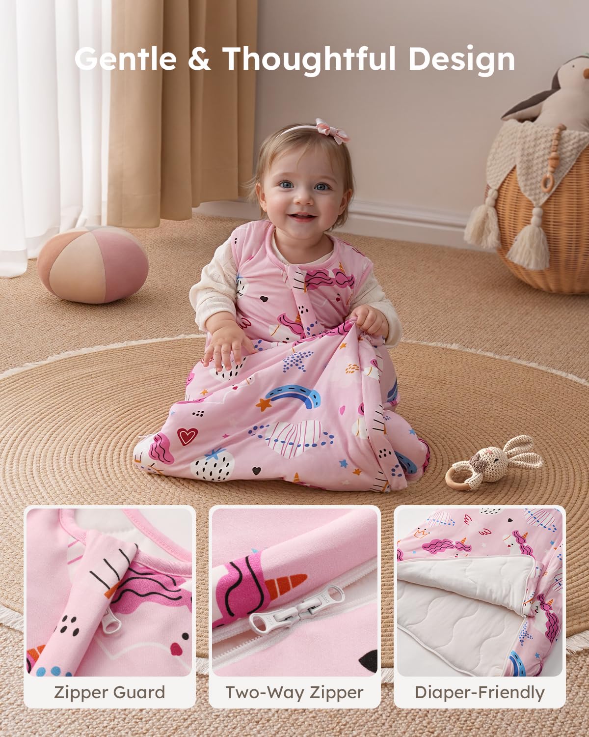 Yoofoss Bamboo Rayon Sleep Sack 0-6 Months 2-Way Zipper