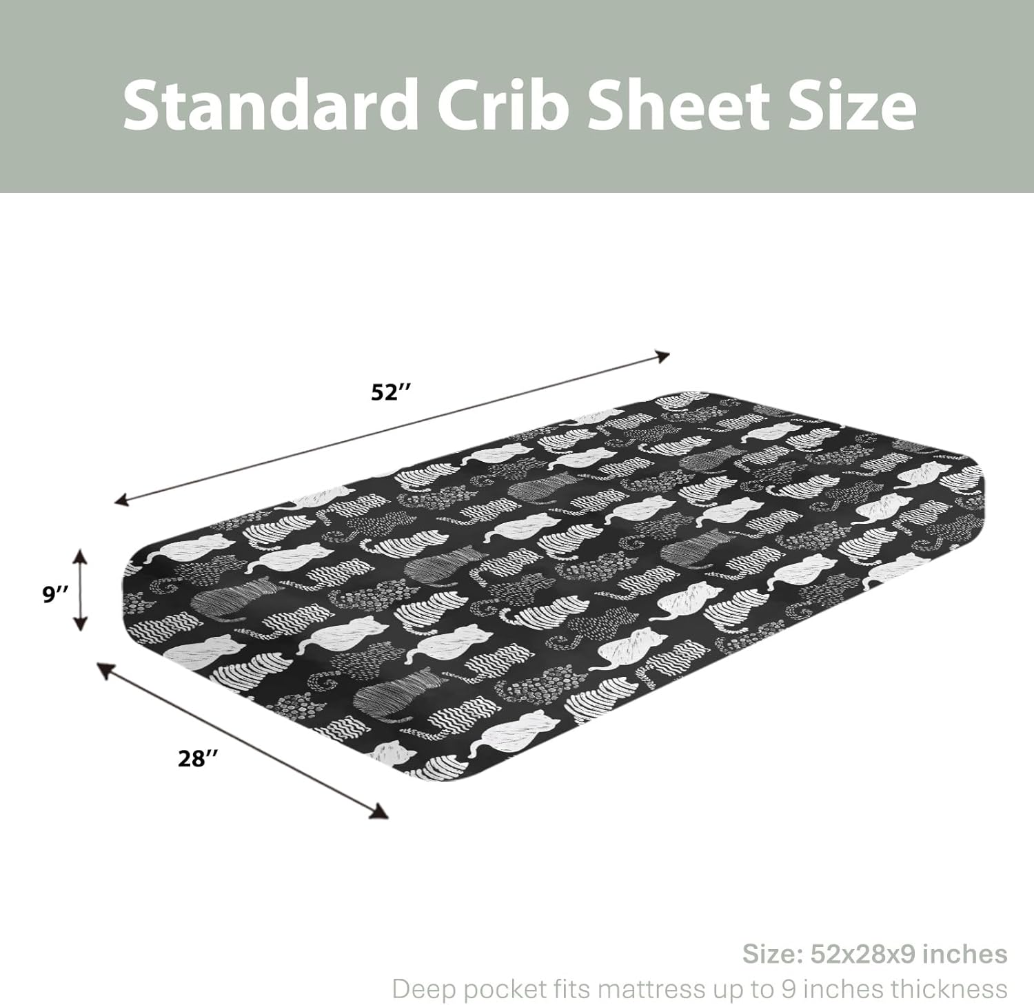 Stylish Cat Print Fitted Crib Sheets for Baby