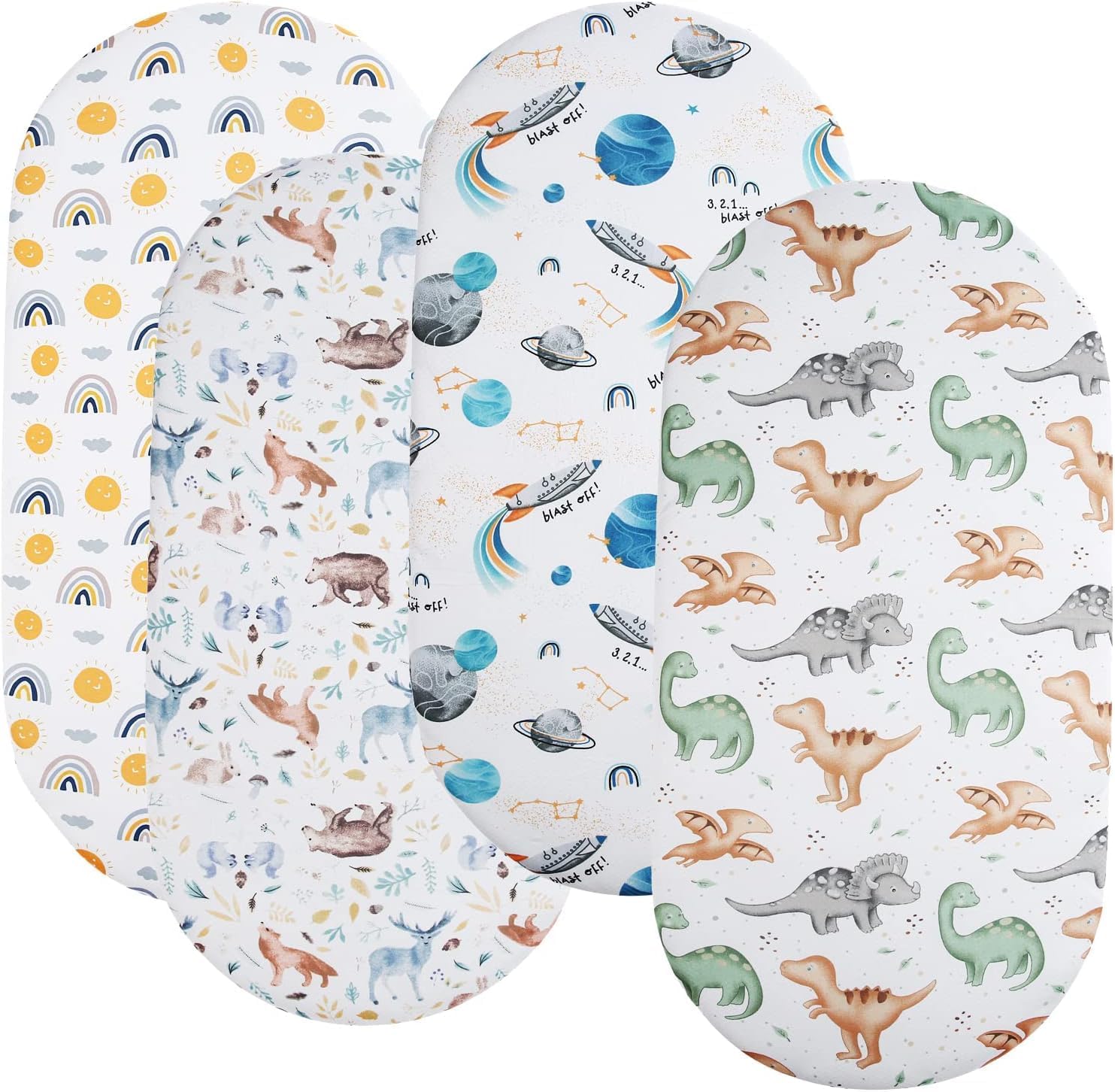 Tontukatu 4 Pack Bassinet Fitted Sheets 18x36 Inch
