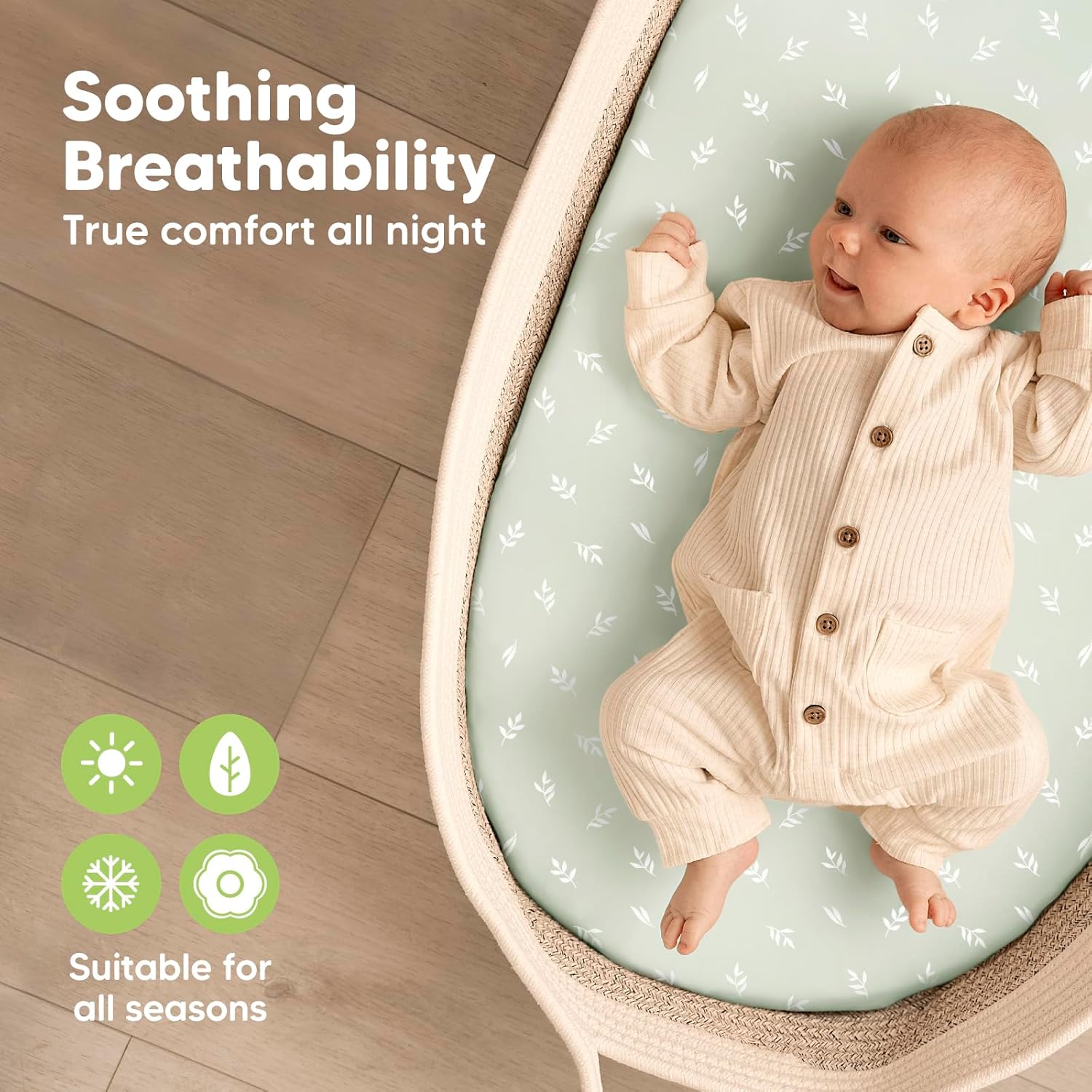 KeaBabies 2-Pack Organic Bassinet Sheets for Girls Boys