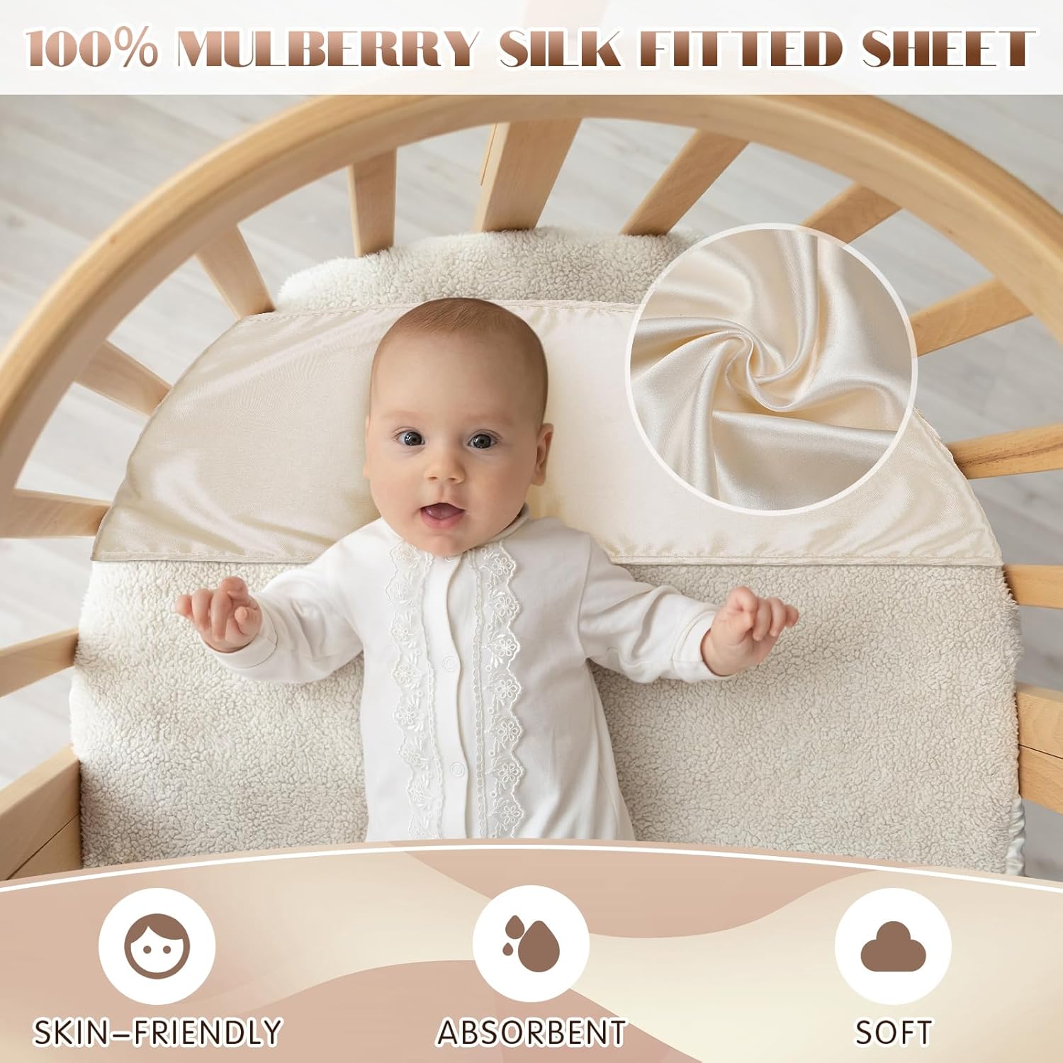 Hosuly 2 Pcs Satin Bassinet Sheets for Newborn Infant