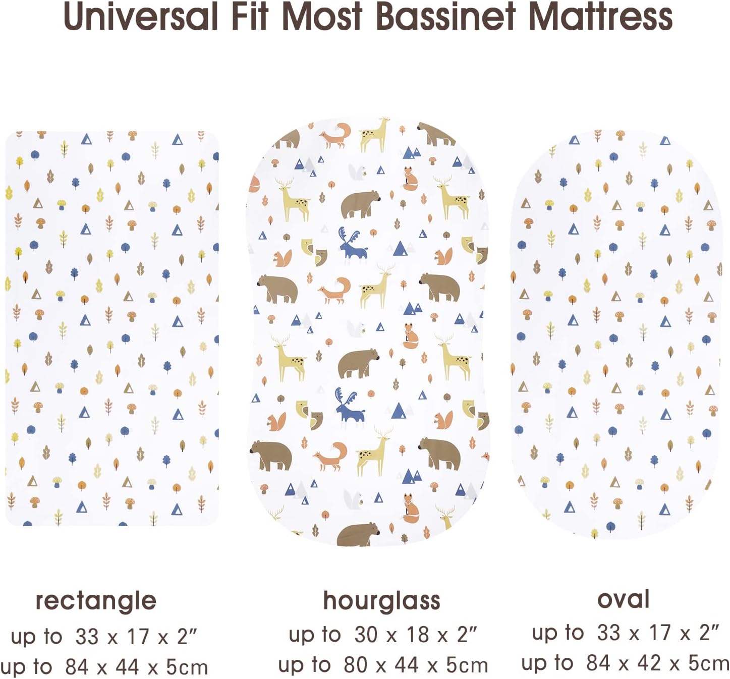 Davids Kids 100 Cotton Bassinet Sheets 2 Pack Woodland Animals