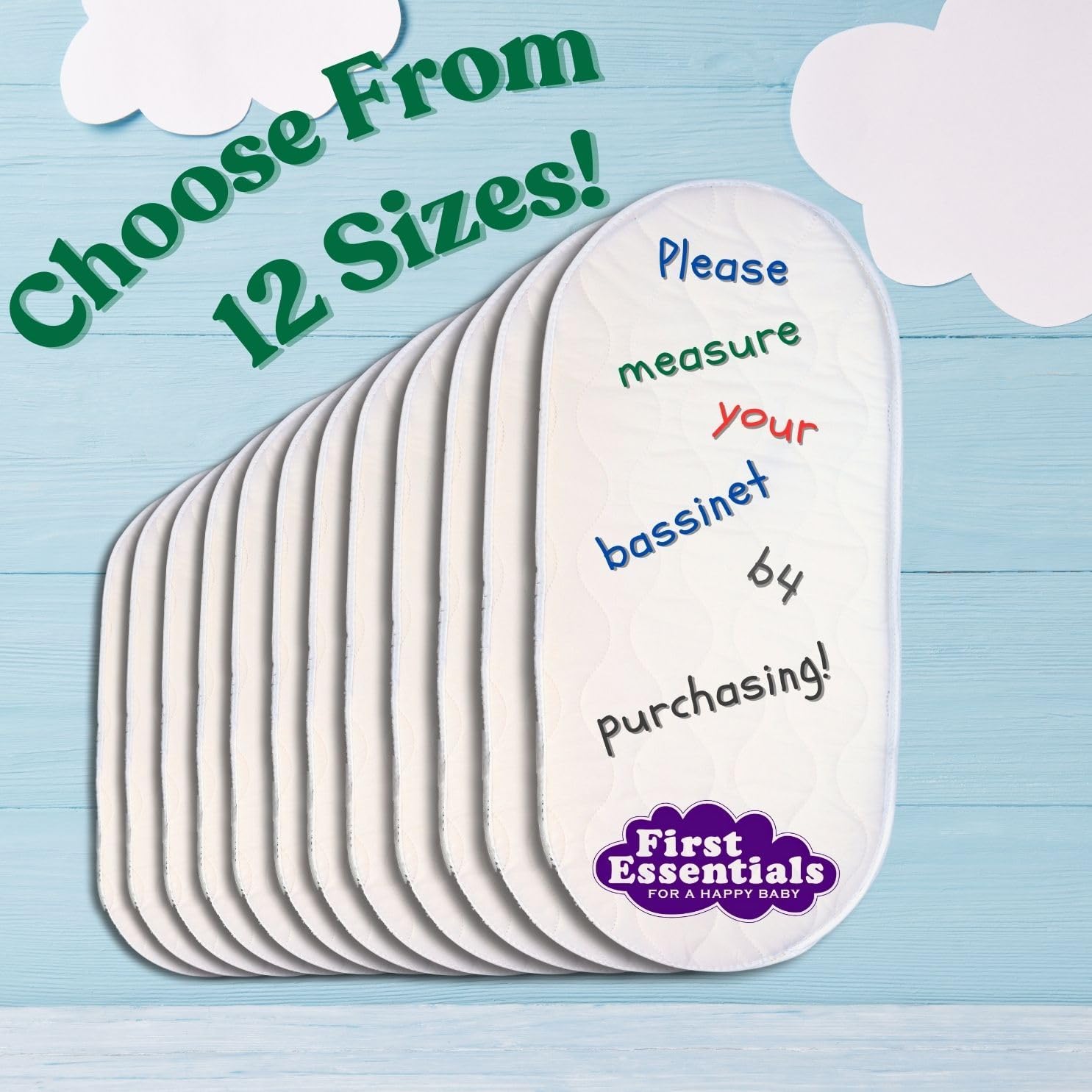 First Essentials Baby Bassinet Mattress Pad Oval 13X29