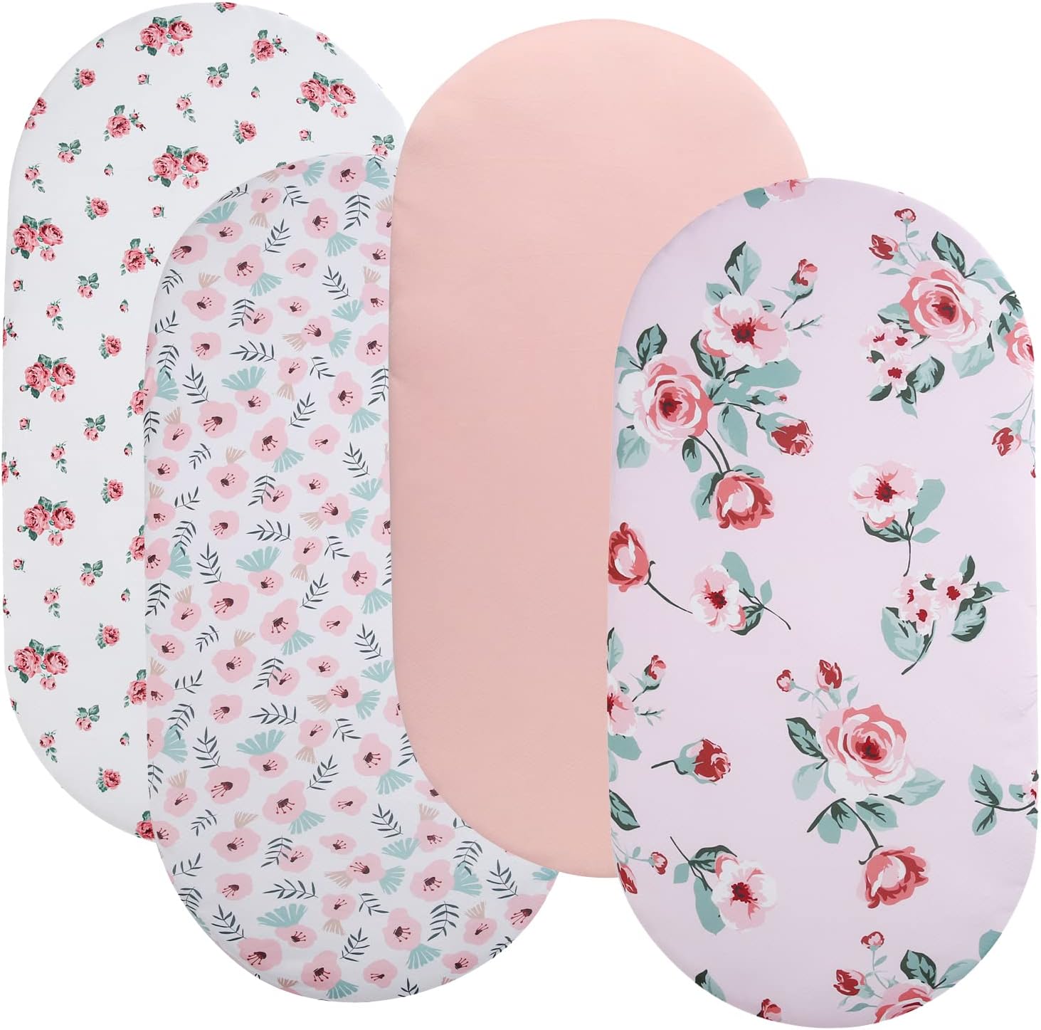 Tontukatu Bassinet Sheet Set 4 Pack Floral Pink