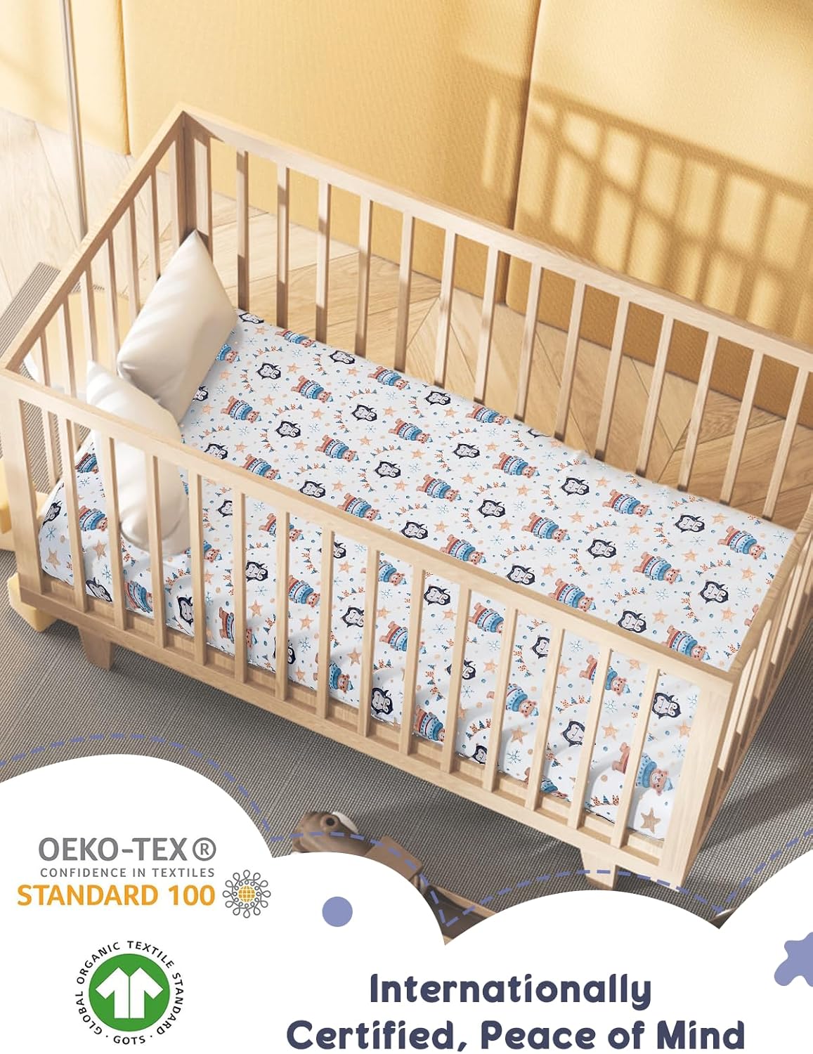 Cozary Baby Bassinet Fitted Sheets Waterproof Breathable Animal Cartoon 1PC