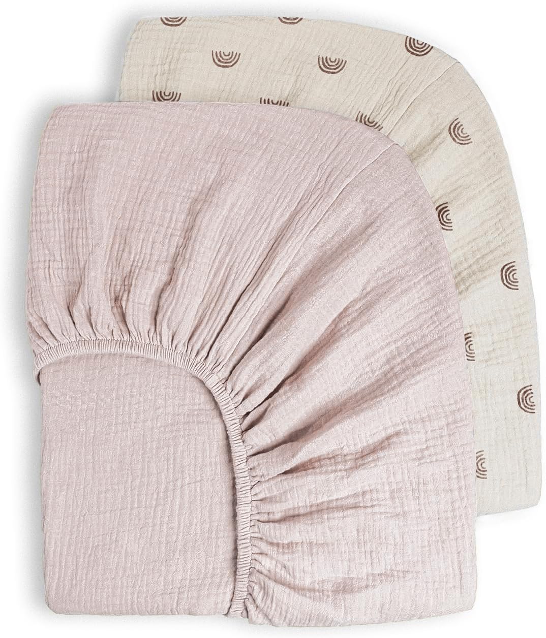 IDYLLICA Muslin Crib Sheets 2-Pack Rainbow Pattern