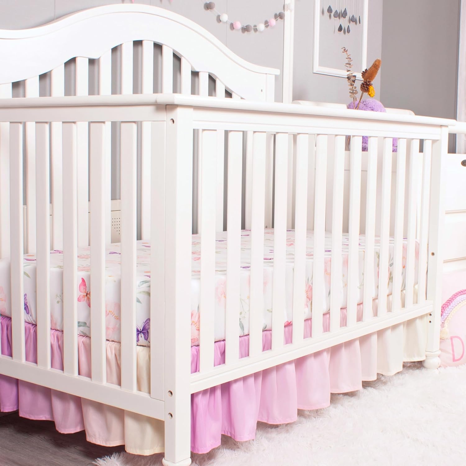 La Premura Baby Girl Crib Bedding Set with Purple Butterfly Design