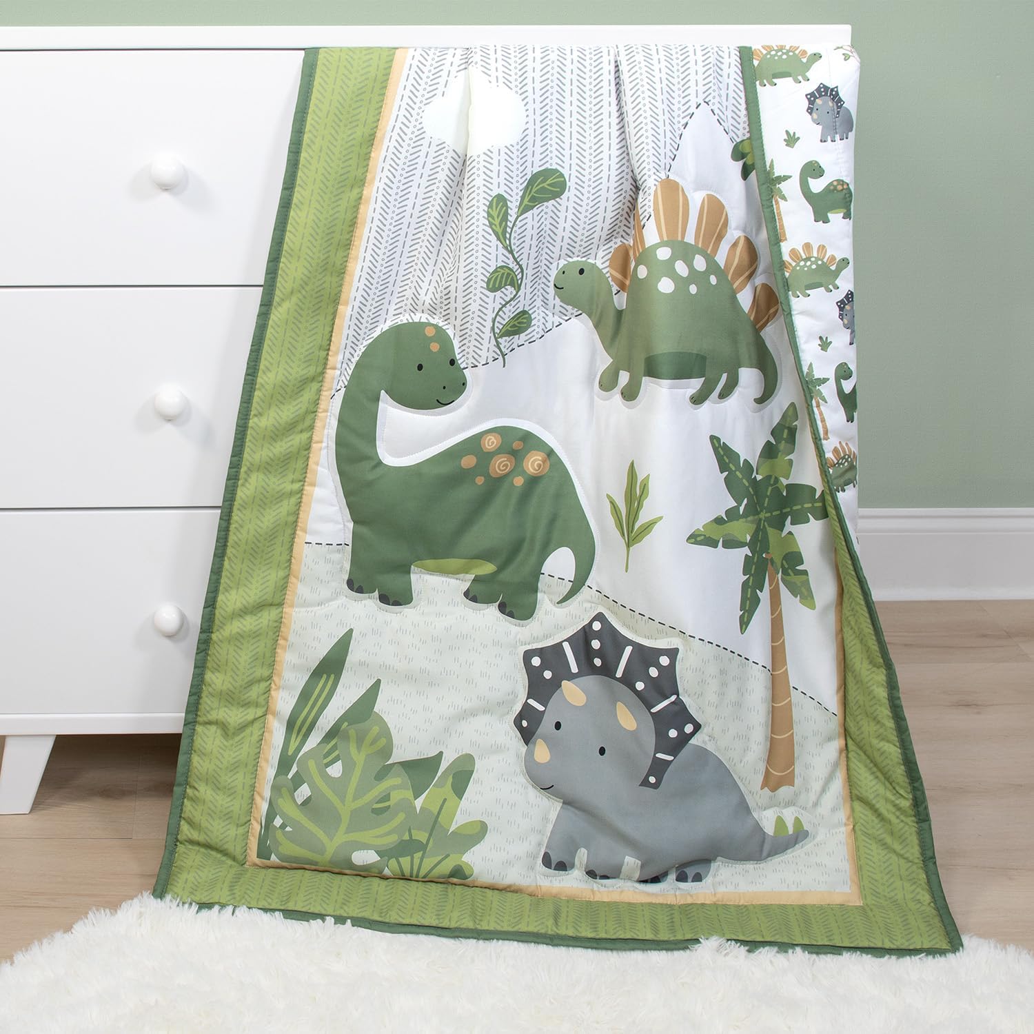 The Peanutshell Dinosaur Dreams Crib Bedding Set 3-Piece
