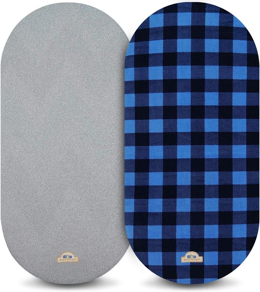 BlueSnail Bassinet Fitted Sheet 2pk Navy Buffola Plaid