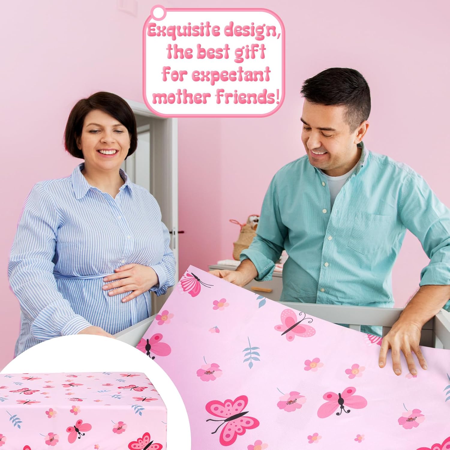 Tudomro 3-Piece Butterfly Crib Bedding Set for Girls
