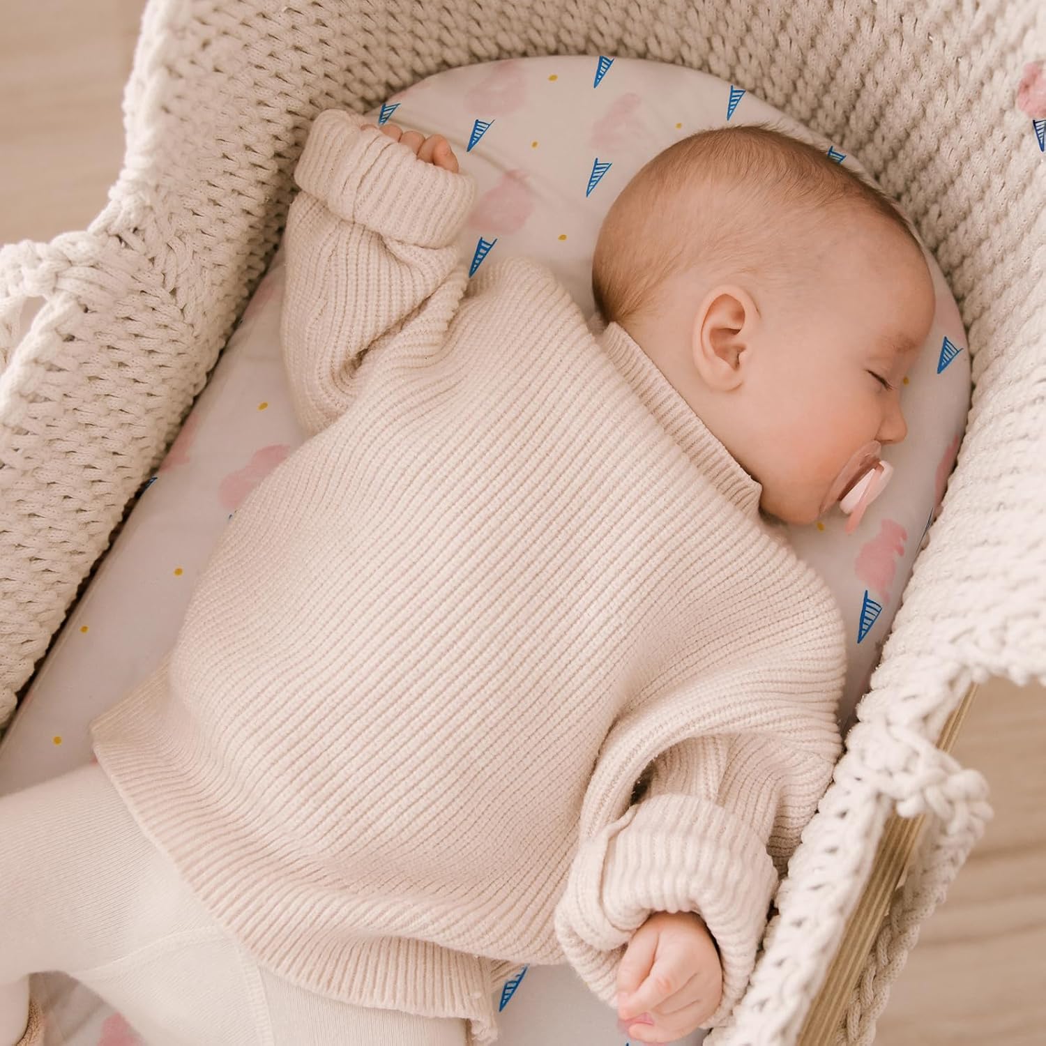 Yoofoss Bassinet Sheets 3-Pack Pink and Floral