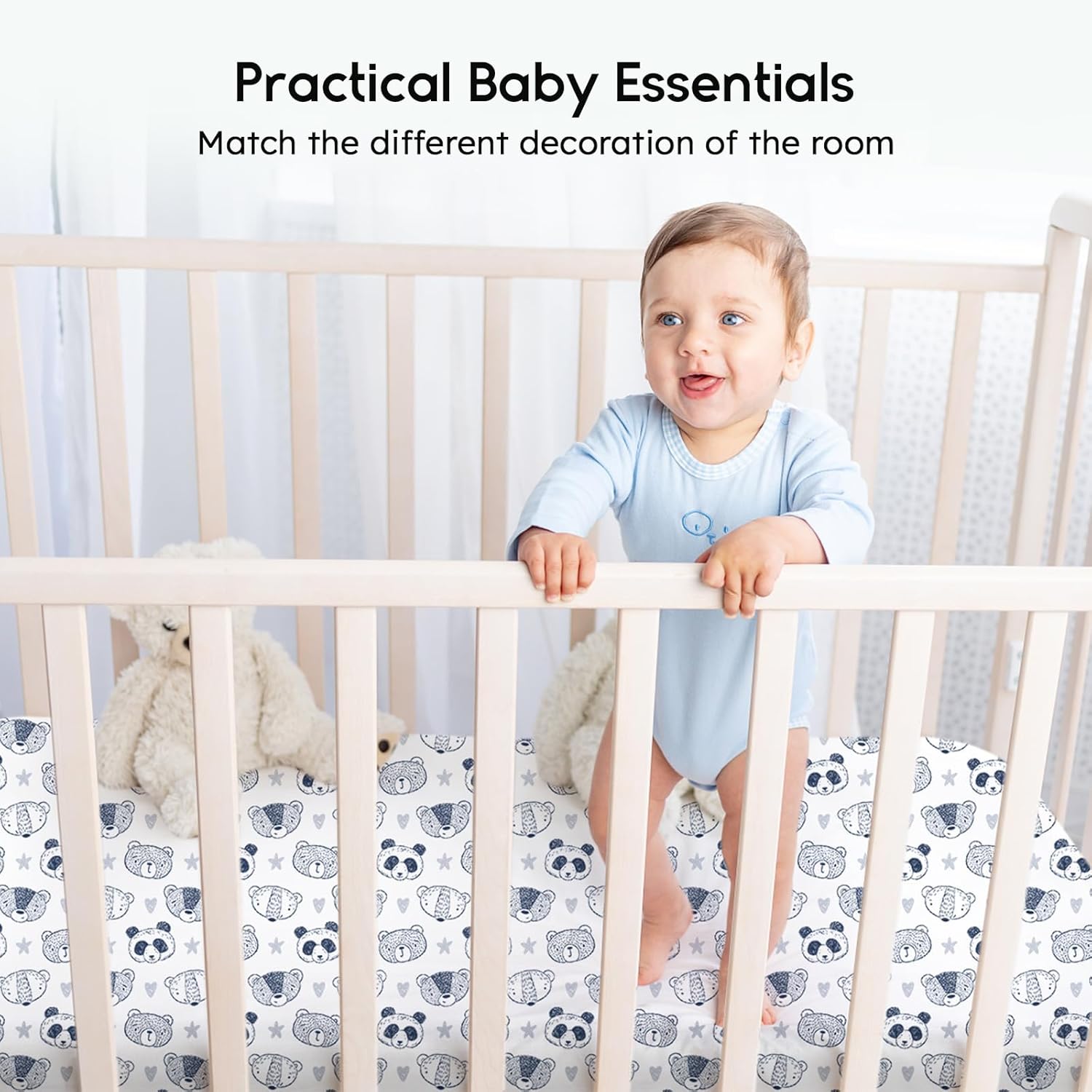 Yoofoss 2 Pack Crib Sheets Panda Design