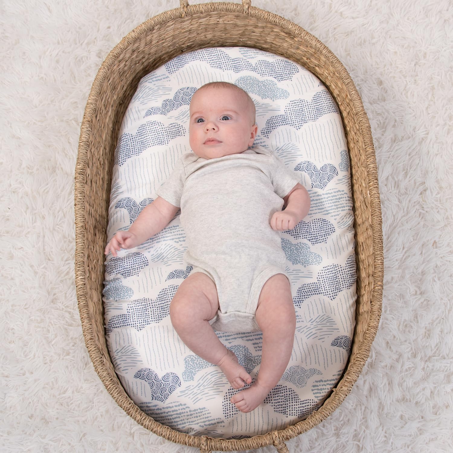 The Peanutshell Bassinet Sheets 4-Pack - Soft Cloud for Baby