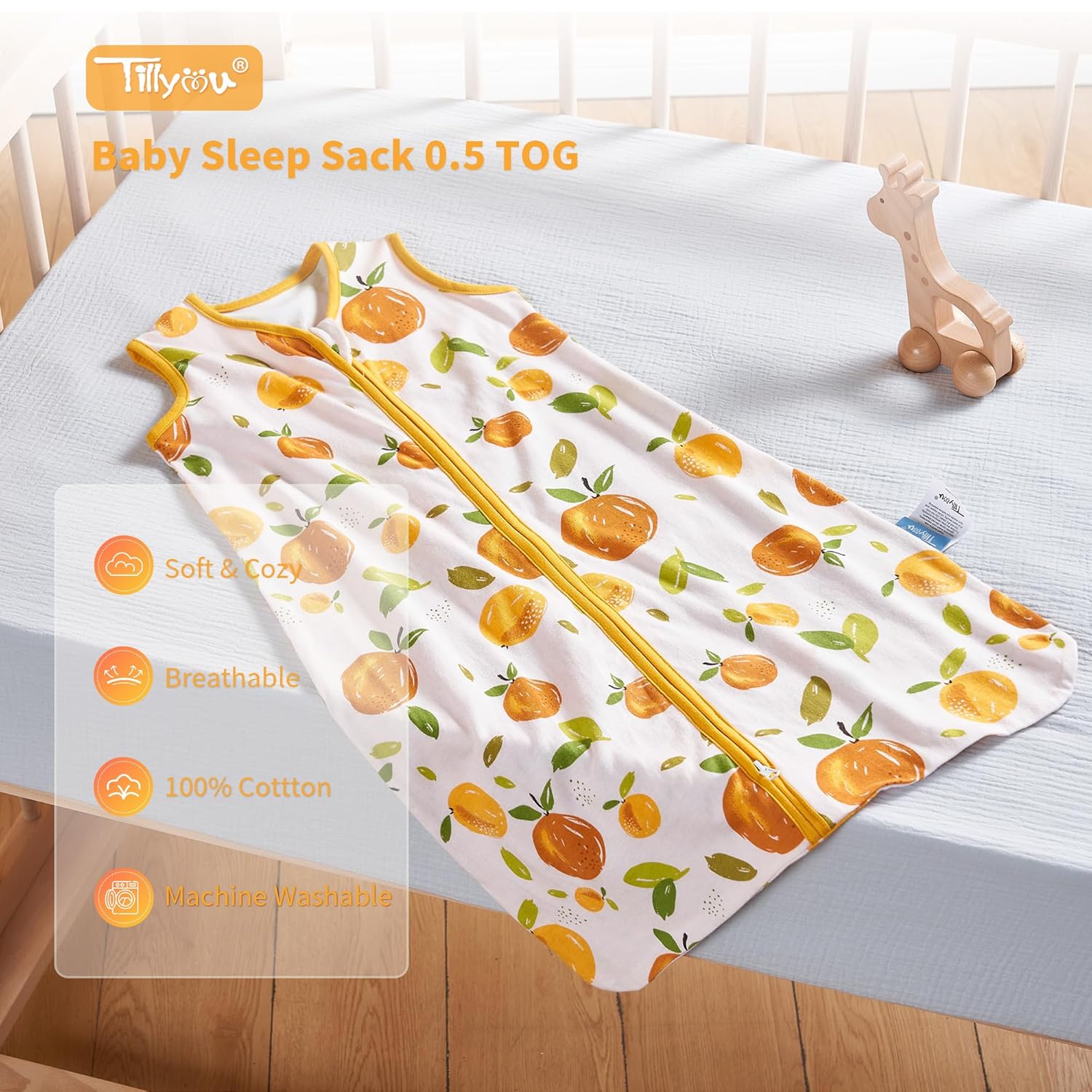 TILLYOU 0-6 Months Sleep Sack 2 Pack with 2-Way Zipper