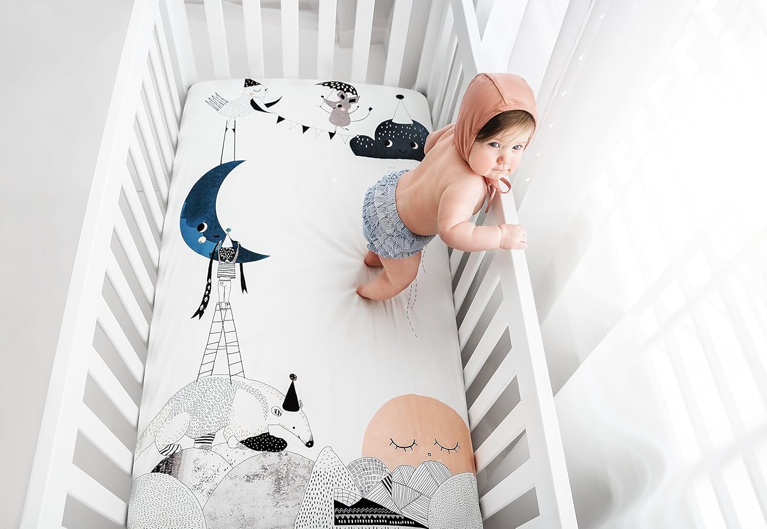 Rookie Humans 100 Cotton Sateen Crib Sheet The Moons Birthday