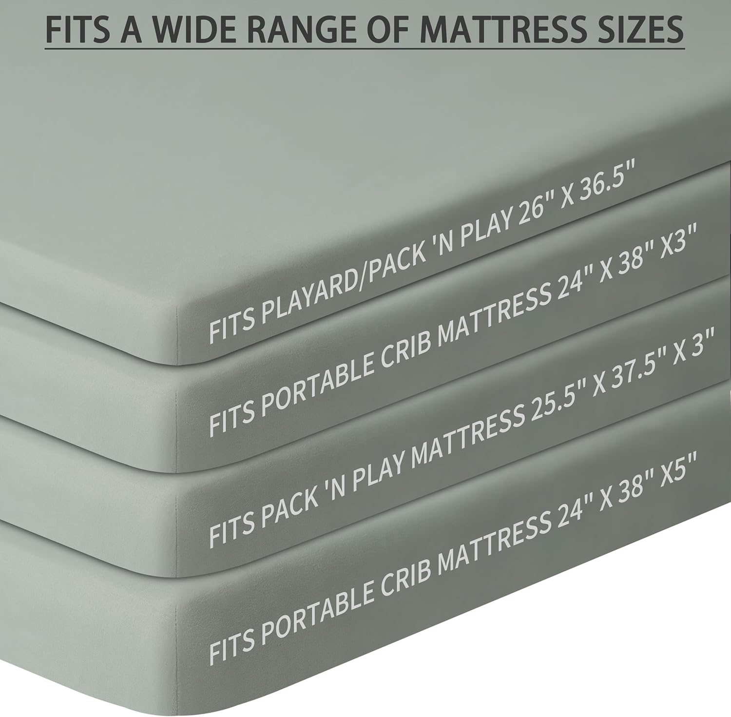 GUNTAIL Pack n Play Fitted Sheets 2 Pack Brown Green 1
