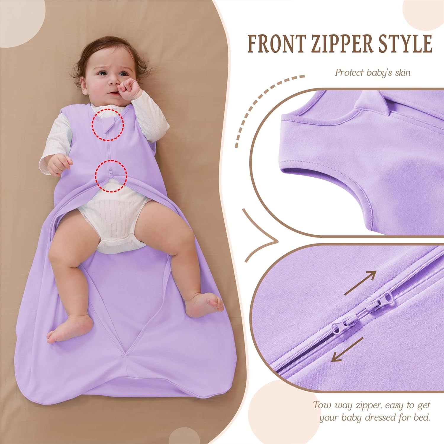 Queness Baby Sleep Sack 2-Way Zipper TOG 05 Wearable Blanket 1
