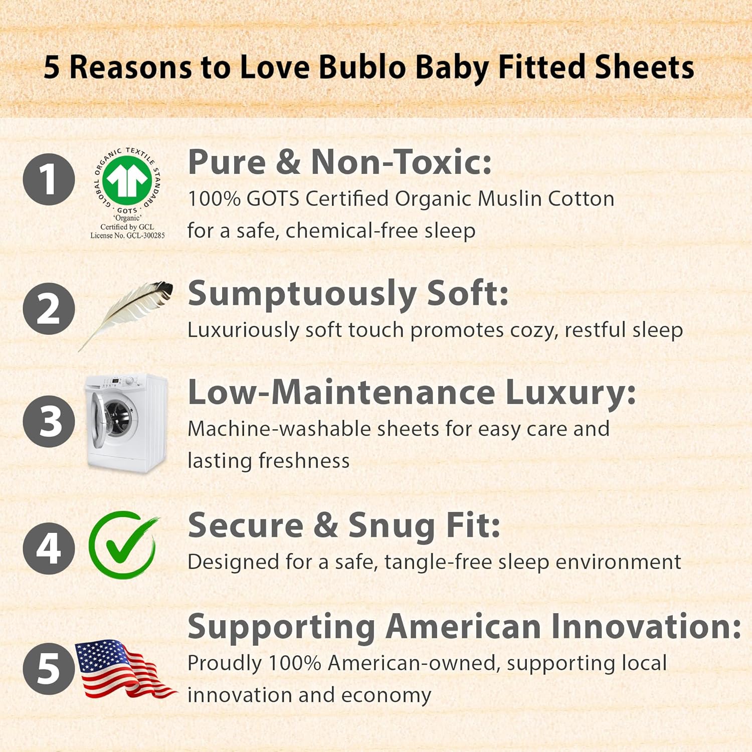 Bublo Baby 3 Pack Organic Muslin Bassinet Sheets