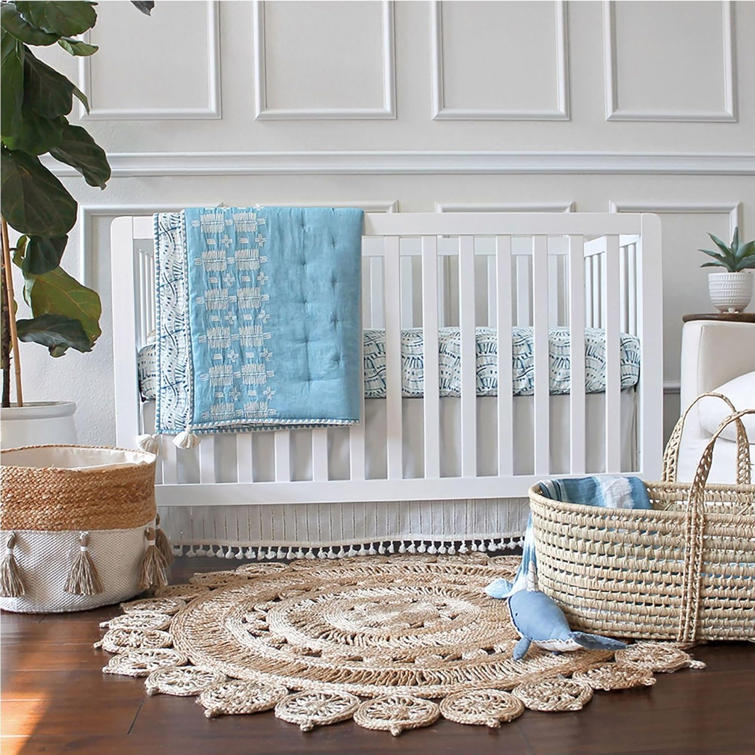 Crane Baby Boho Cotton Crib Skirt with Fringe