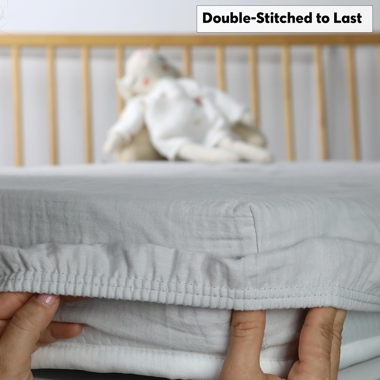 Cottonsis Muslin Crib Sheet - Cloudy Gray 52x28 1