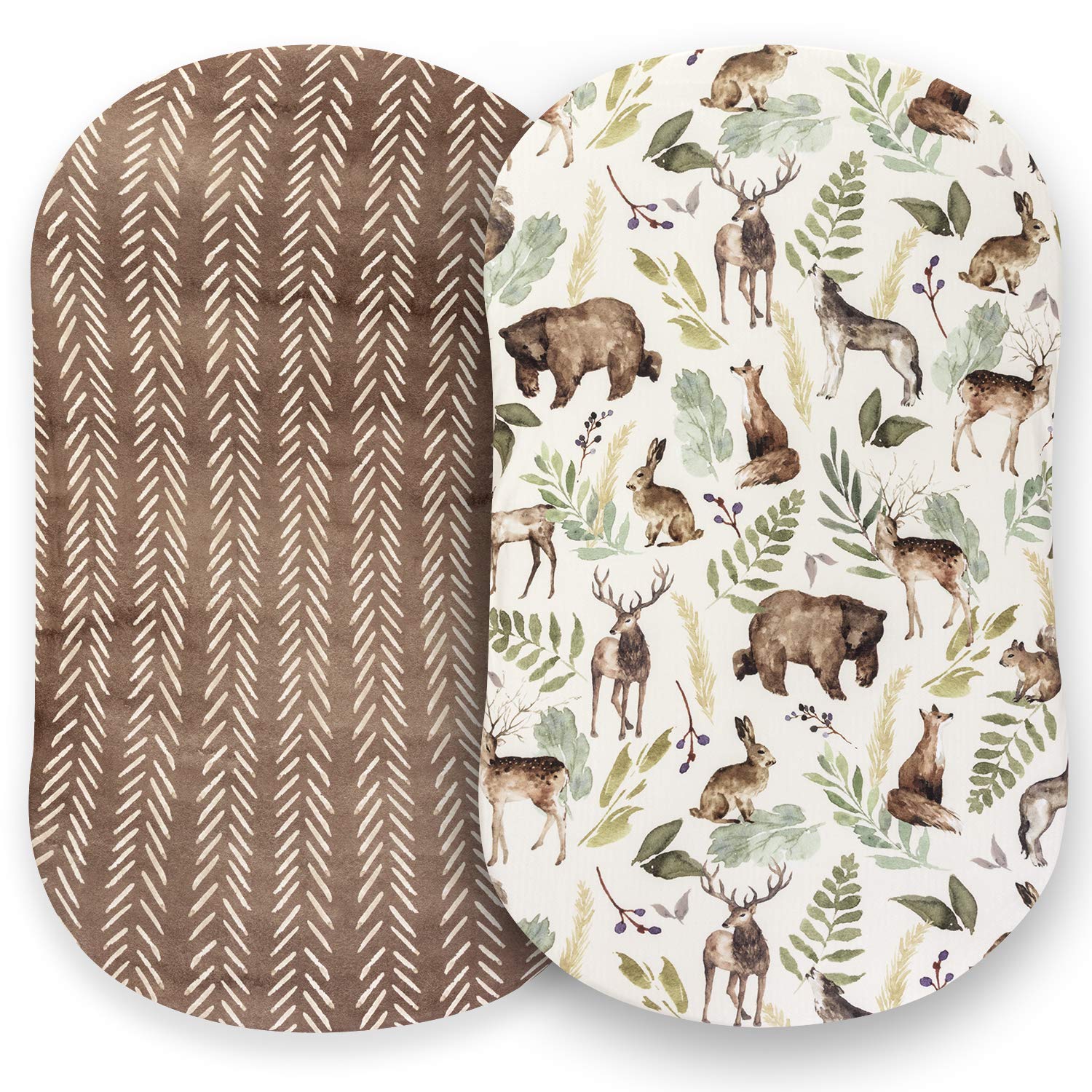 Pobibaby 2 Pack Bassinet Sheets - Woodland Print Ultra-Soft Cotton Blend
