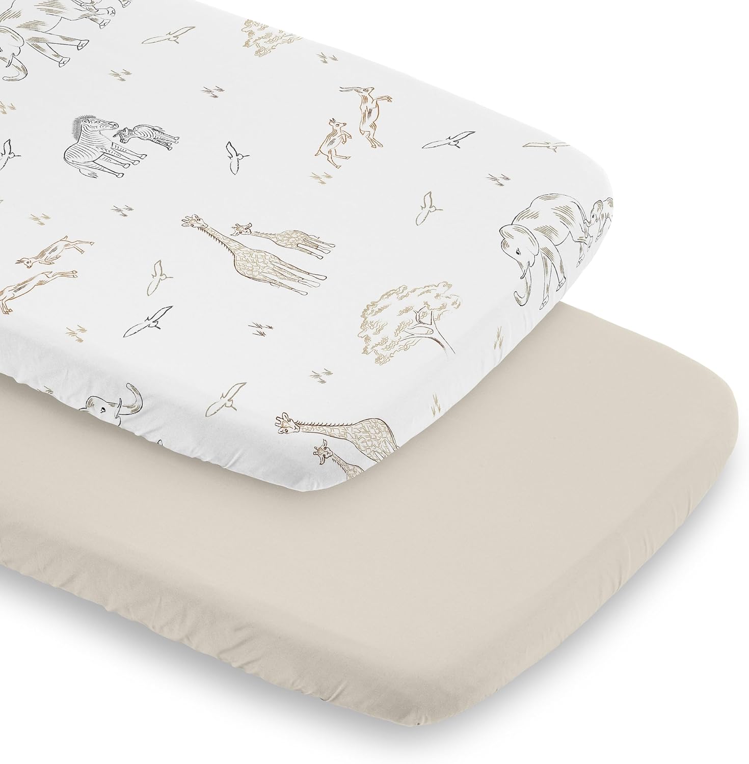 Sweet Jojo Designs Jungle Safari Elephant Bassinet Sheet Set 2p Tan