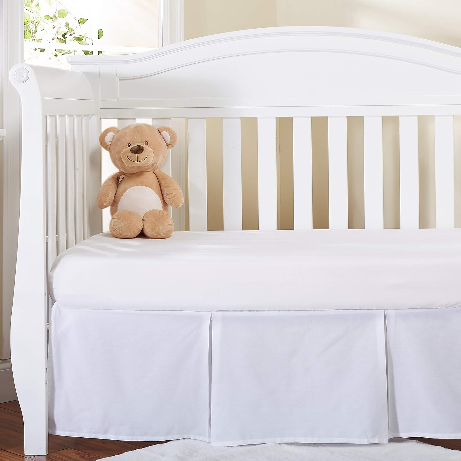 EVERYDAY KIDS White Pleated Crib Skirt 14 Inch Drop