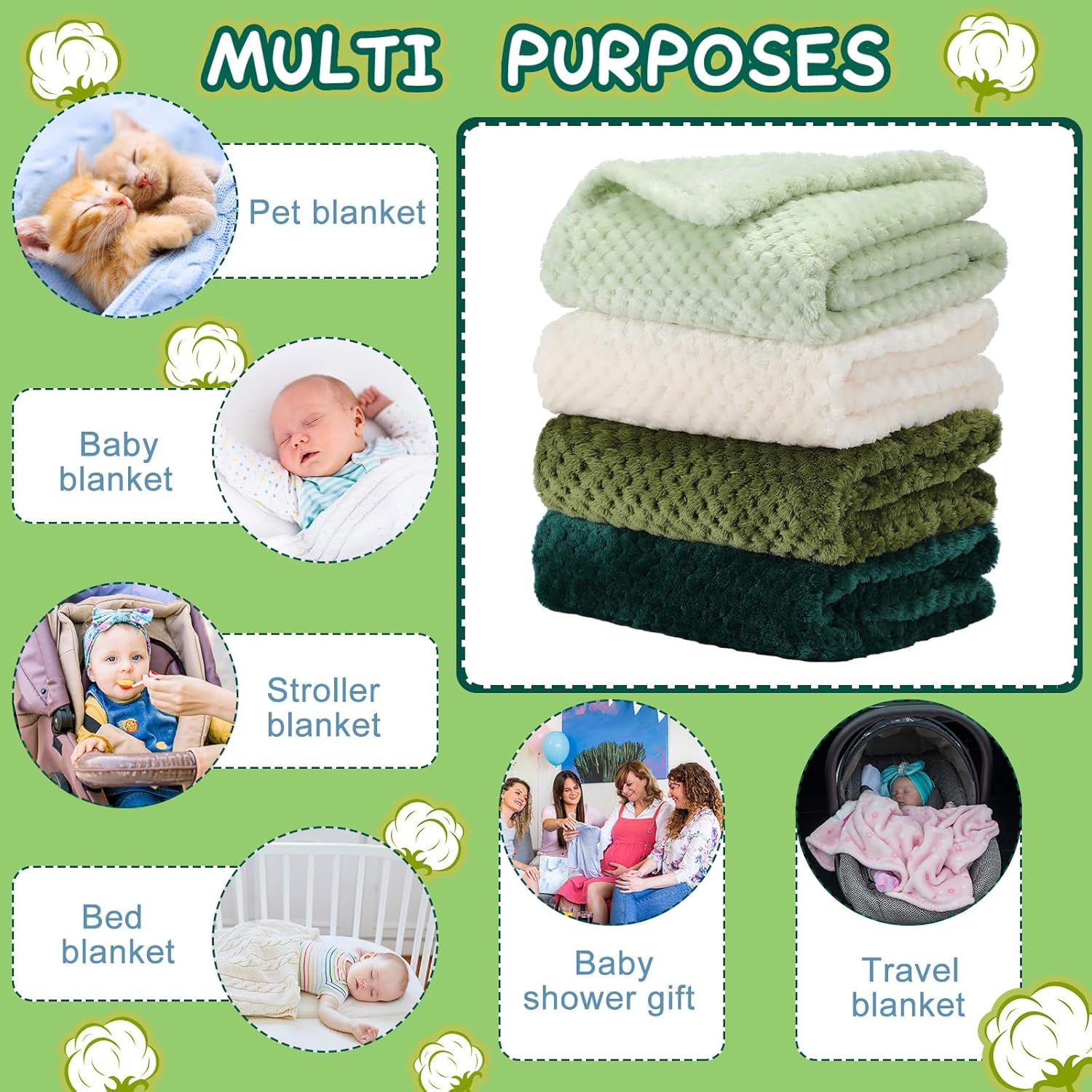 Frienda 4 Pcs Fluffy Baby Blanket for Boys Girls 32x24 Inch