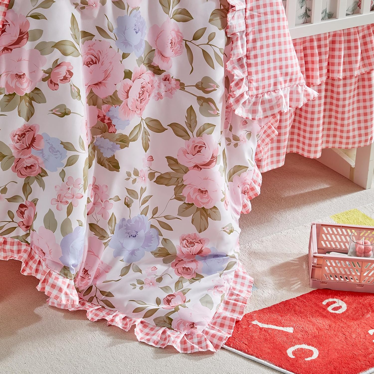 UOZZI BEDDING 3-Piece Floral Crib Bedding Set