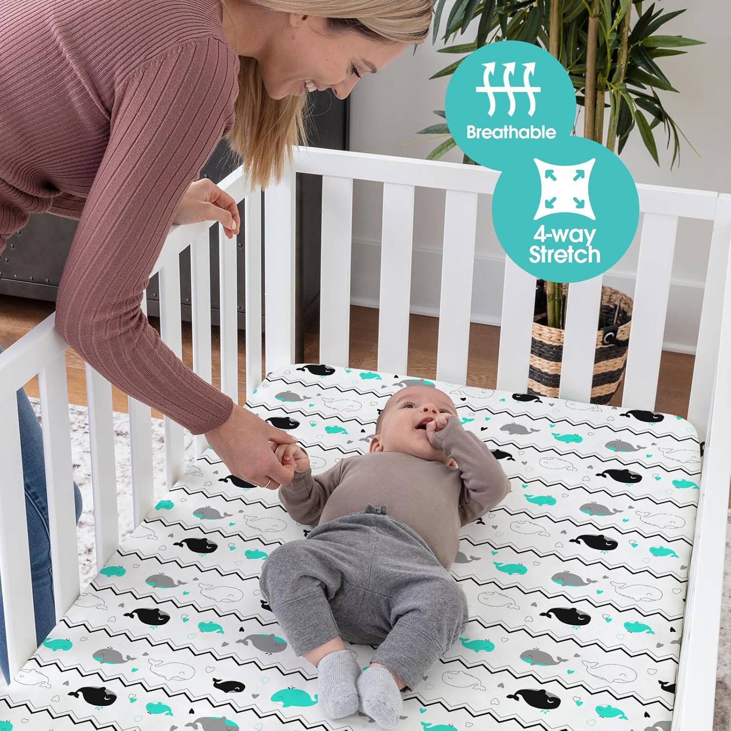 BROLEX 2 Pack Mini Crib Sheets for Baby Toddler