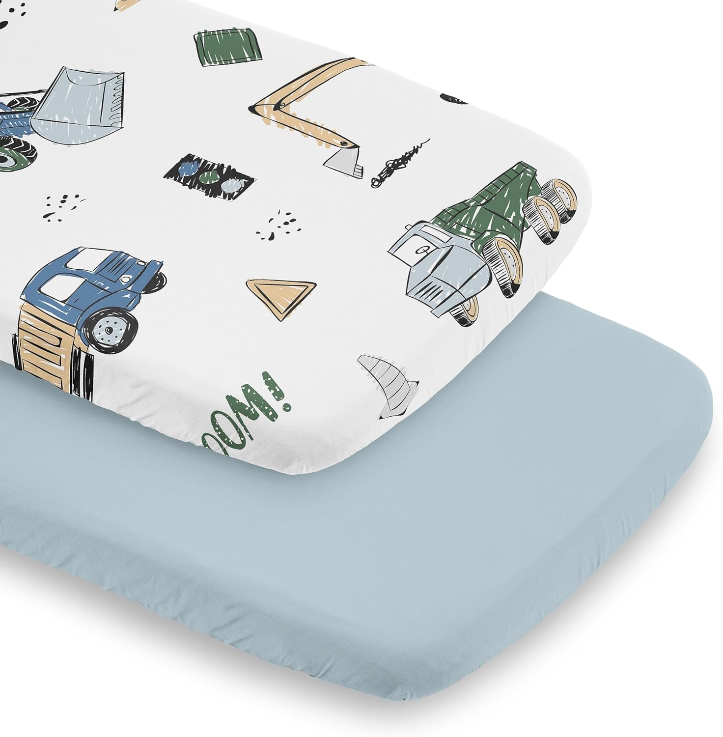 Sweet Jojo Designs Bassinet Sheet Set 2 Pack Construction Truck