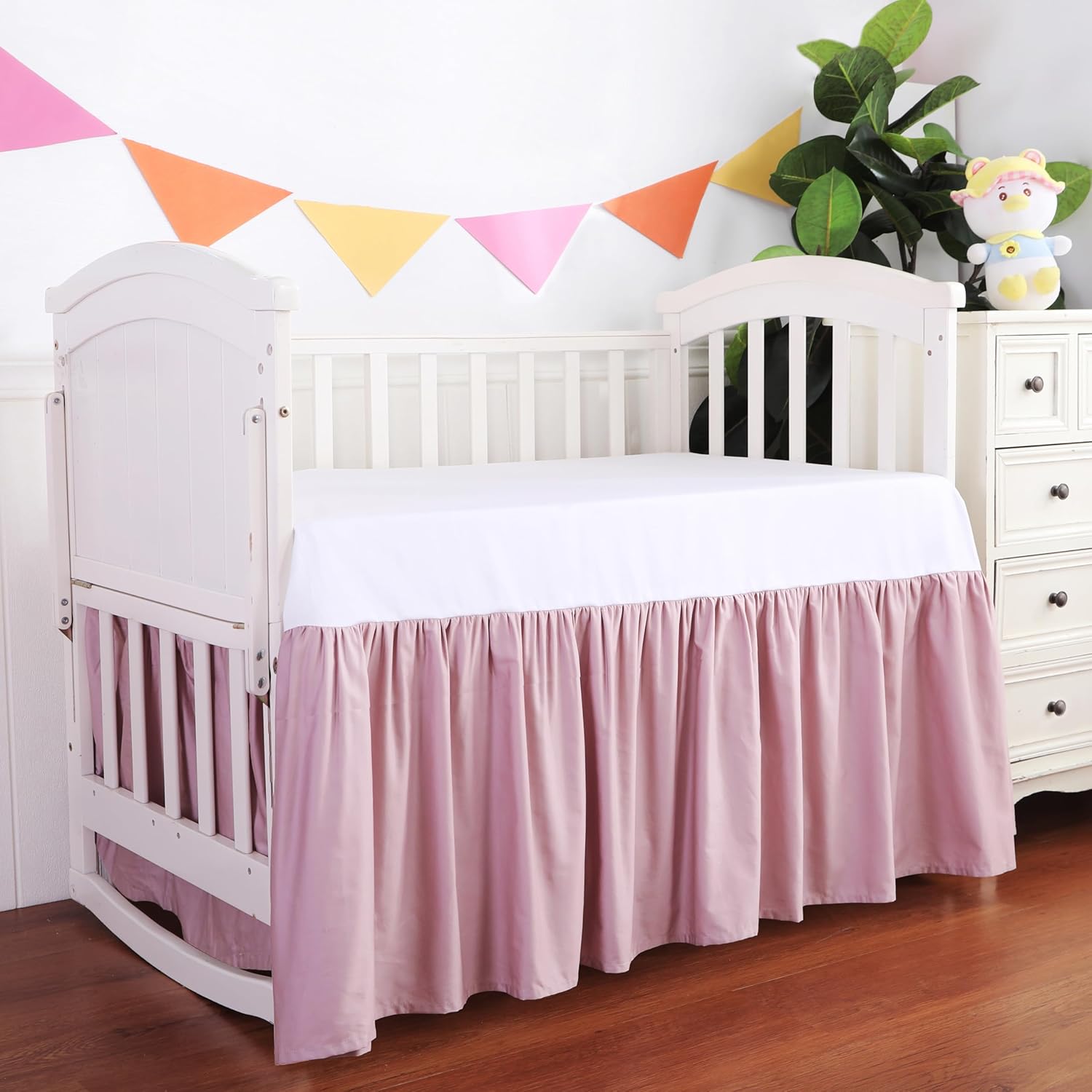 ShunjieHome Crib Skirt Dust Ruffle 100 Egyptian Cotton 400 Thread Count