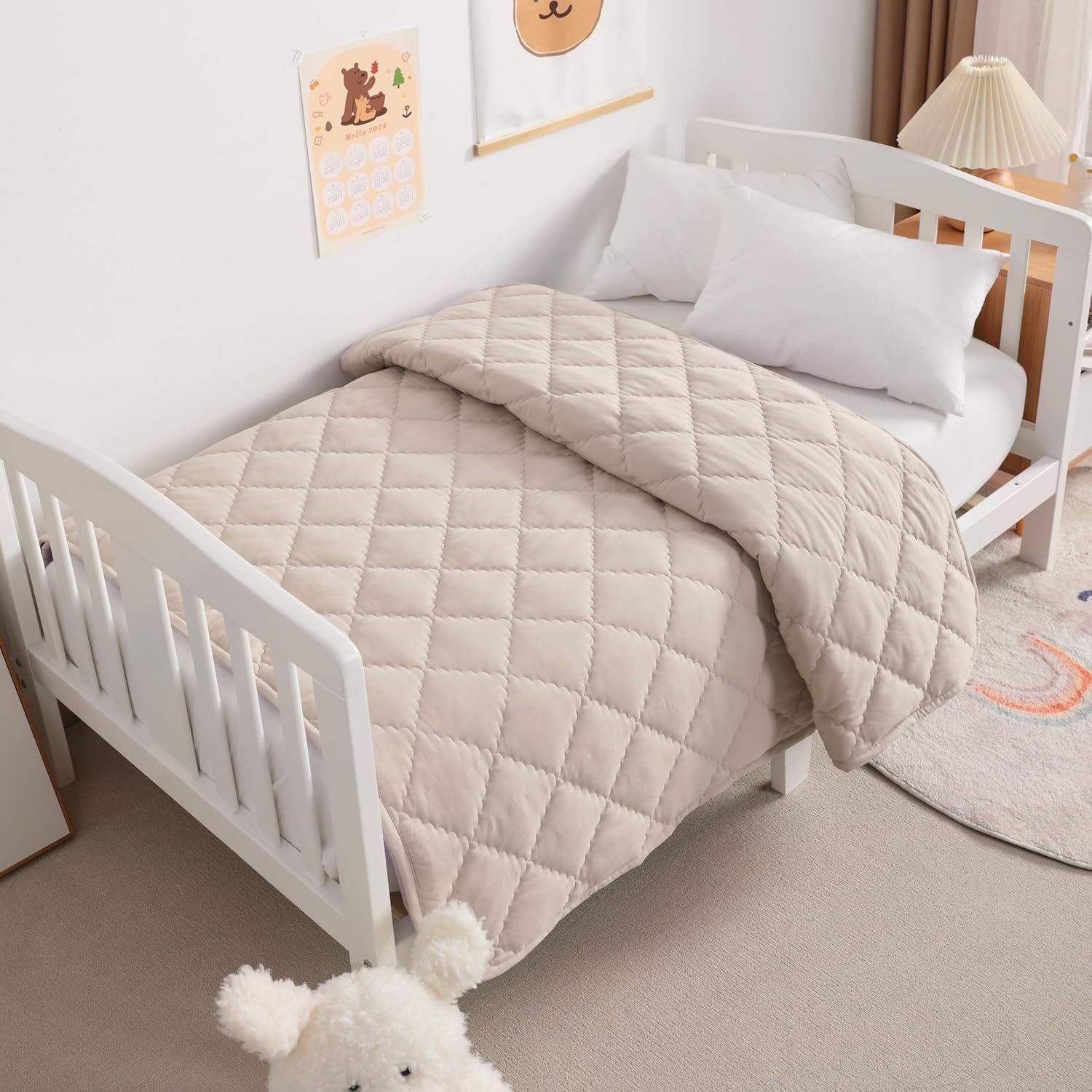 NTBAY Toddler Comforter Lightweight Warm Microfiber Quilt 39x47 Inches Taupe