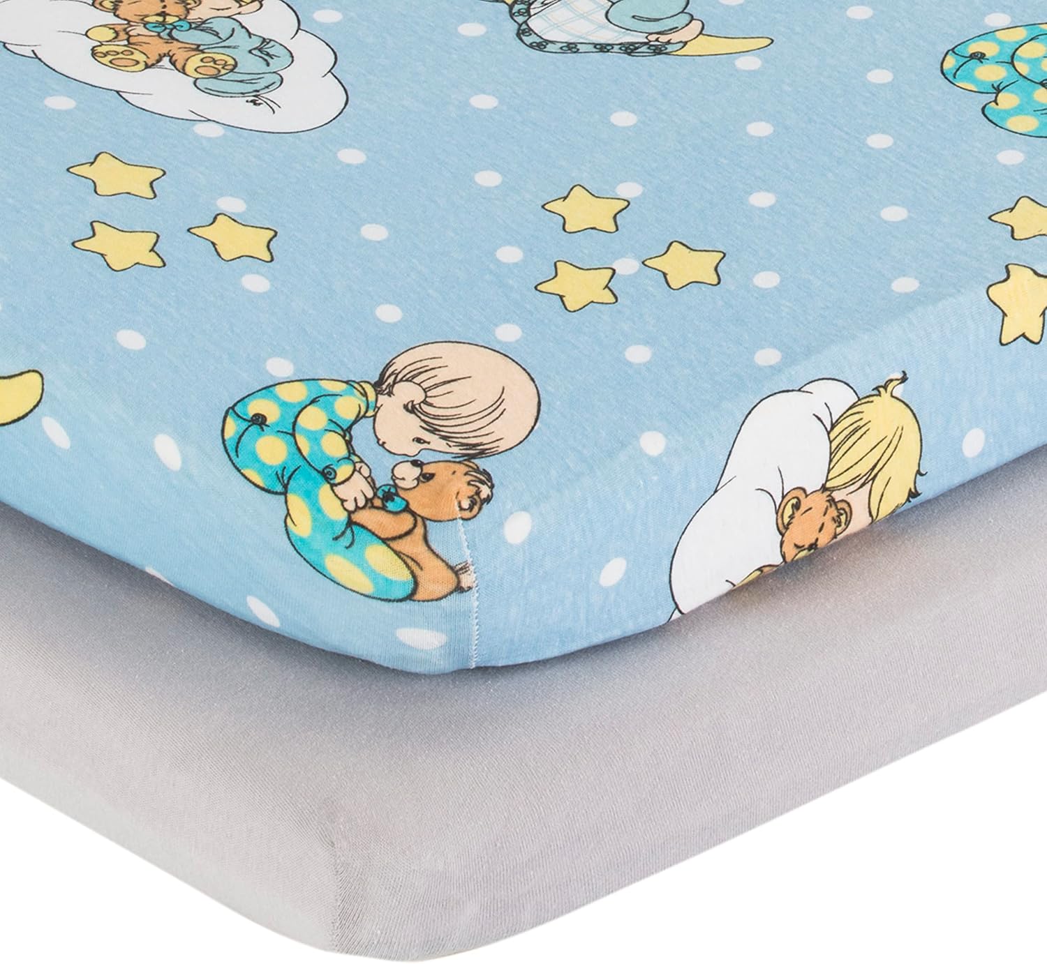 Precious Moments 2 Pack Baby Cradle Sheets - Fitted Set for Baby Boy